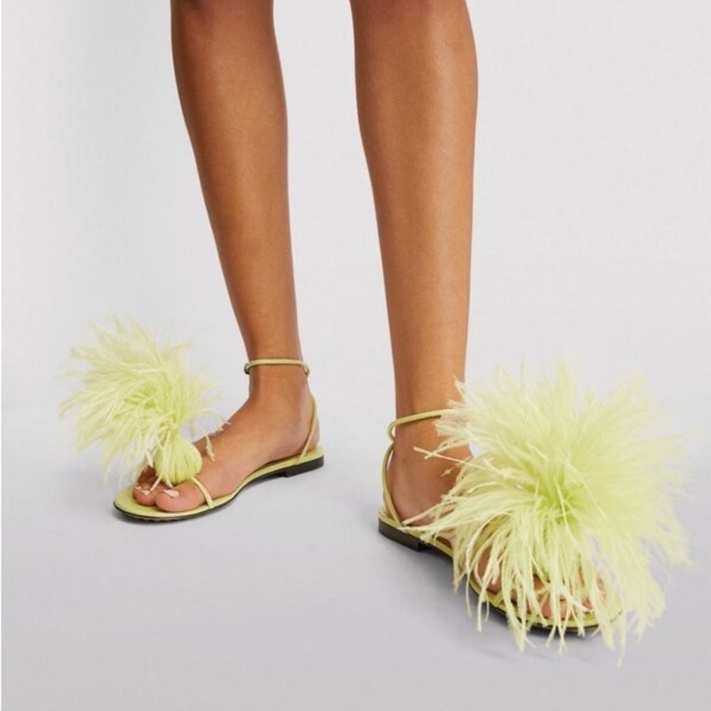 Bottega Veneta feather flat sandals NWB 37.5 salmon pink - Picture 13 of 14